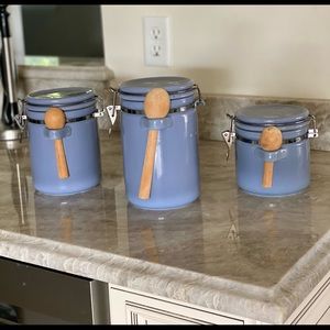 Set of three vintage gibson canisters in purple color